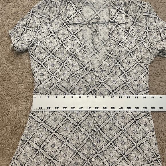 Free People 2 Melody Easy Print v-neck tie front collared dress D2 9068 - Picture 6 of 12